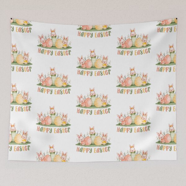 Item preview, Happy Easter with Easter Eggs and Easter Bunnies designed and sold by CreativNode.