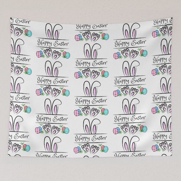 Item preview, Happy Easter Message with Bunny Ears and Feet designed and sold by CreativNode.