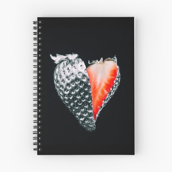Item preview, Sliced Strawberry painted of chrome on a black background. heart shaped designed and sold by Juri Pozzi.