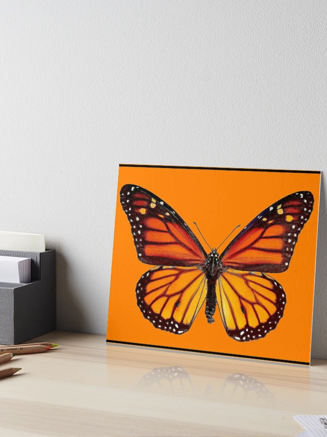 Bright Monarch Orange and Black Butterfly - Painting Print on Canvas East Urban Home Size: 30 H x 40 W x 1.5 D, Format: Gold Framed Canvas