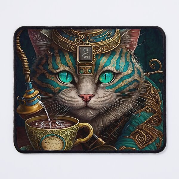 Item preview, Steampunk Cat & Tea Retro Alice in Wonderland designed and sold by AIWanderer.