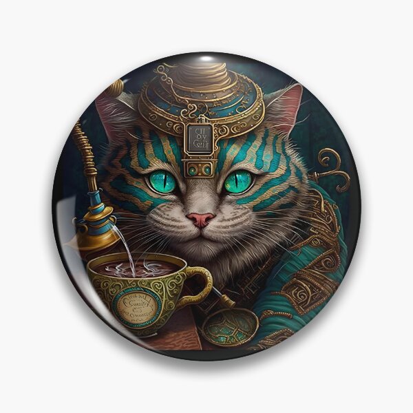 Item preview, Steampunk Cat & Tea Retro Alice in Wonderland designed and sold by AIWanderer.