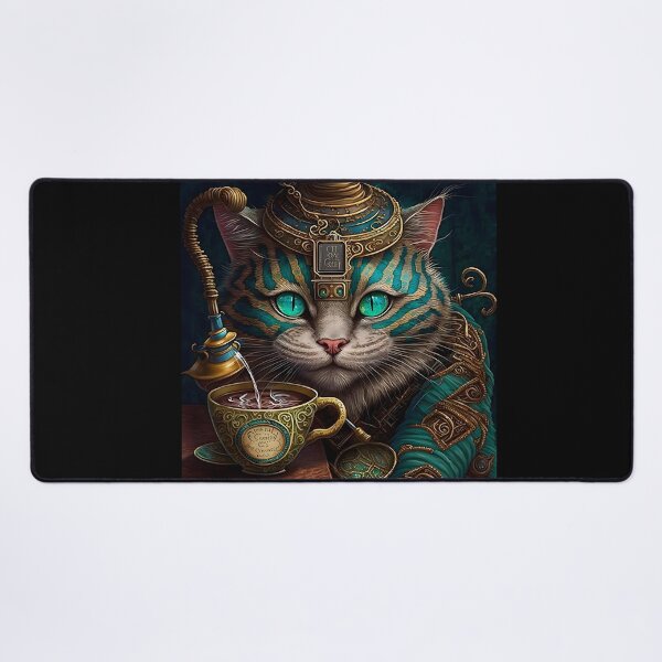Item preview, Steampunk Cat & Tea Retro Alice in Wonderland designed and sold by AIWanderer.
