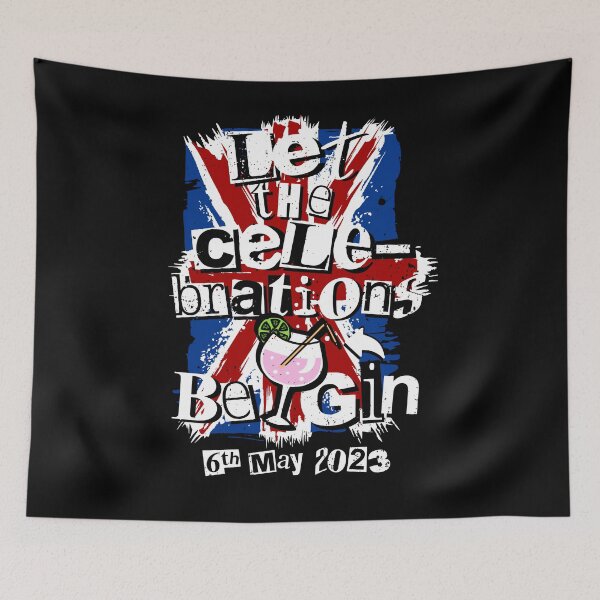 Item preview, King Charles Coronation Let Celebrations Be Gin Funny Party designed and sold by Nerd Shizzle.