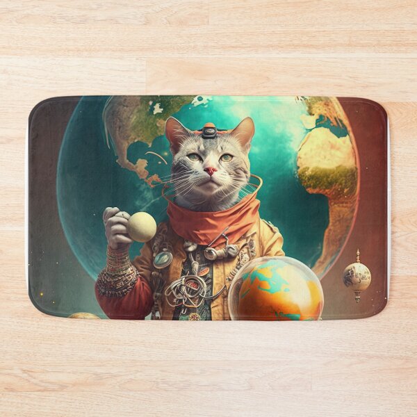 Item preview, Environmentalist Cyberpunk Cat celebrating Earth Day - surrealist AI Generated Art designed and sold by Flowsaiartshop.