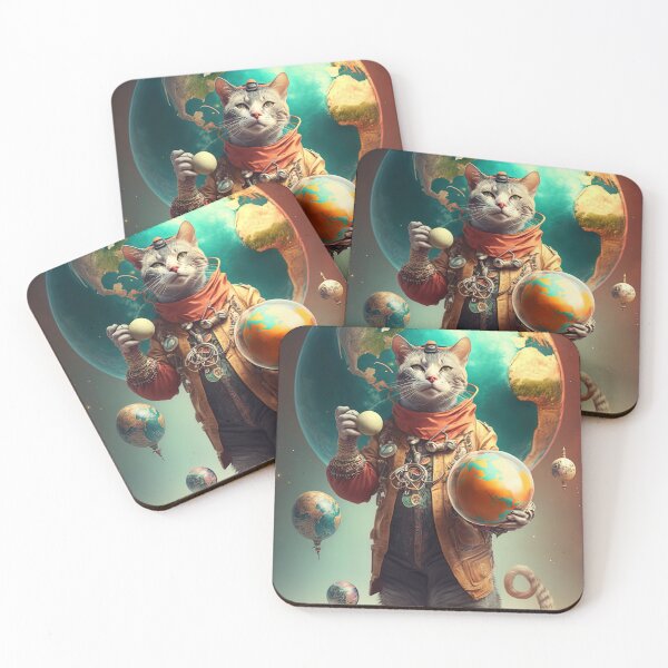Item preview, Environmentalist Cyberpunk Cat celebrating Earth Day - surrealist AI Generated Art designed and sold by Flowsaiartshop.