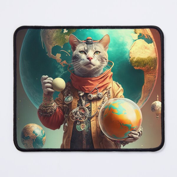 Item preview, Environmentalist Cyberpunk Cat celebrating Earth Day - surrealist AI Generated Art designed and sold by Flowsaiartshop.
