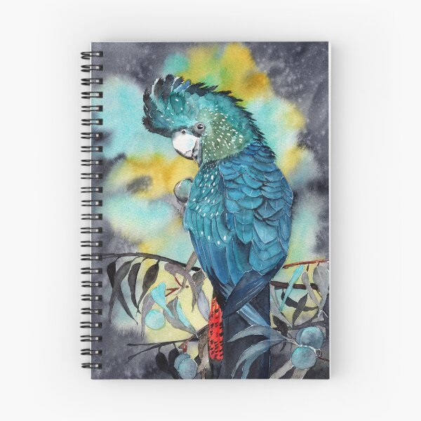 Item preview, Watercolor red tailed black cockatoo sitting on olive branches designed and sold by MaryWatercolor.