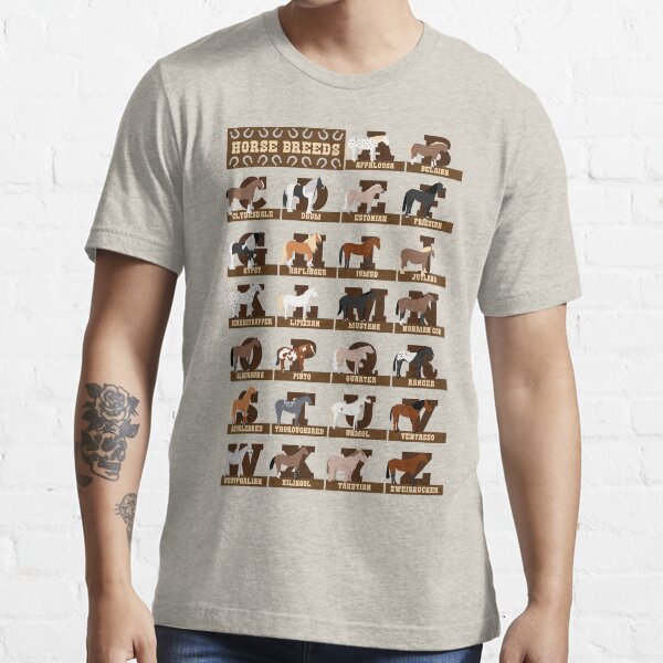 Aperçu de l'œuvre Chemise d'alphabet de races de cheval créée et vendue par babybigfoot.