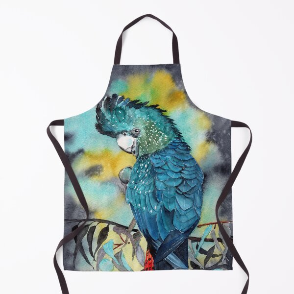 Item preview, Watercolor red tailed black cockatoo sitting on olive branches designed and sold by MaryWatercolor.
