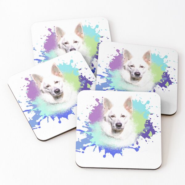 Item preview, white shepherd dog, shepherd dog, dog, colorful, splash of color designed and sold by theherbst131313.