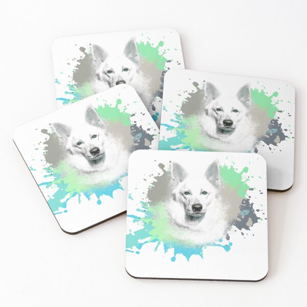 Item preview, white shepherd dog, shepherd dog, dog, colorful, splash of color designed and sold by theherbst131313.