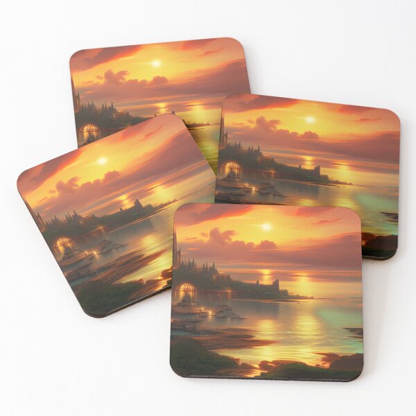Item preview, Medieval harbor at sunset designed and sold by ZarliaShop.