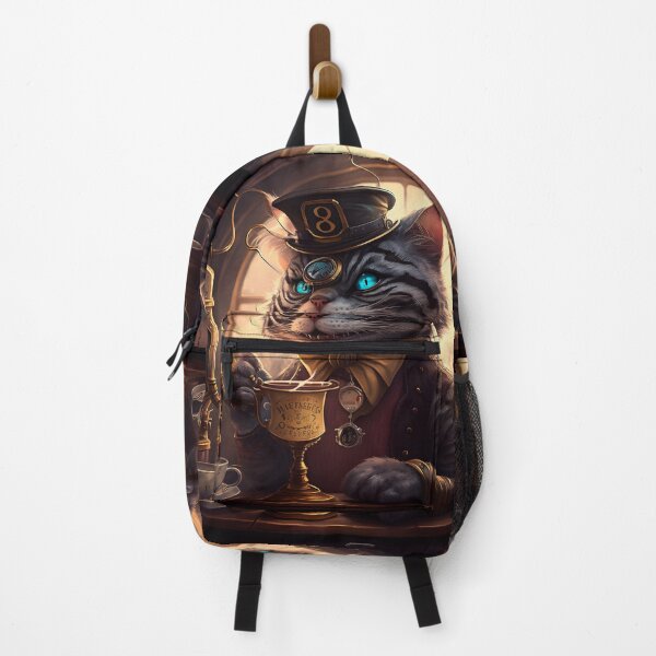 Item preview, Steampunk Cheshire Cat & Coffee Retro Alice in Wonderland designed and sold by AIWanderer.