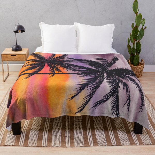 Item preview, Watercolor silhouettes of two palm trees on sunset designed and sold by MaryWatercolor.