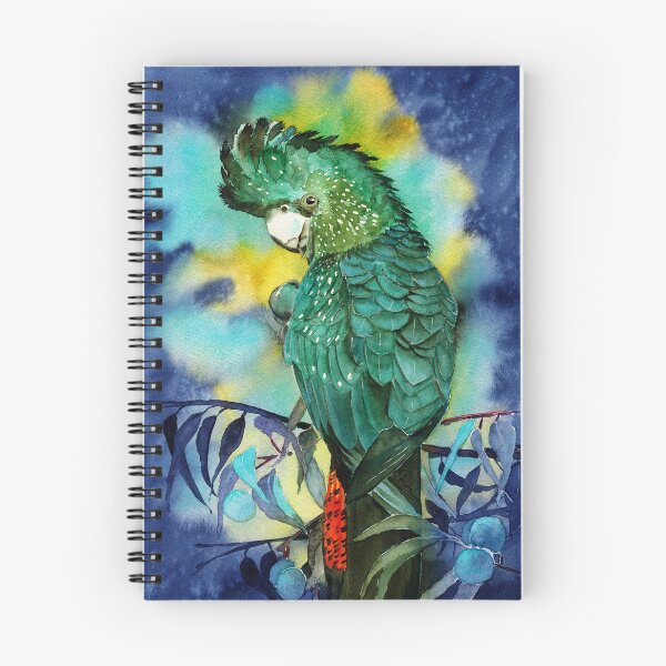 Item preview, Watercolor red tailed black cockatoo sitting on the green olive branches designed and sold by MaryWatercolor.