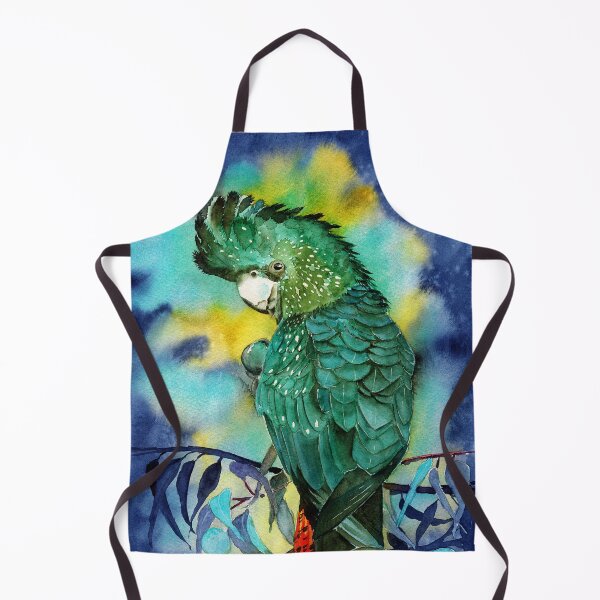 Item preview, Watercolor red tailed black cockatoo sitting on the green olive branches designed and sold by MaryWatercolor.
