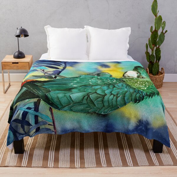 Item preview, Watercolor red tailed black cockatoo sitting on the green olive branches designed and sold by MaryWatercolor.