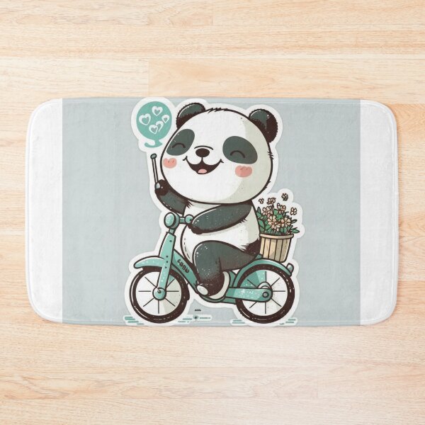 Item preview, happy panda riding bike with cute smile designed and sold by TekunawArt.