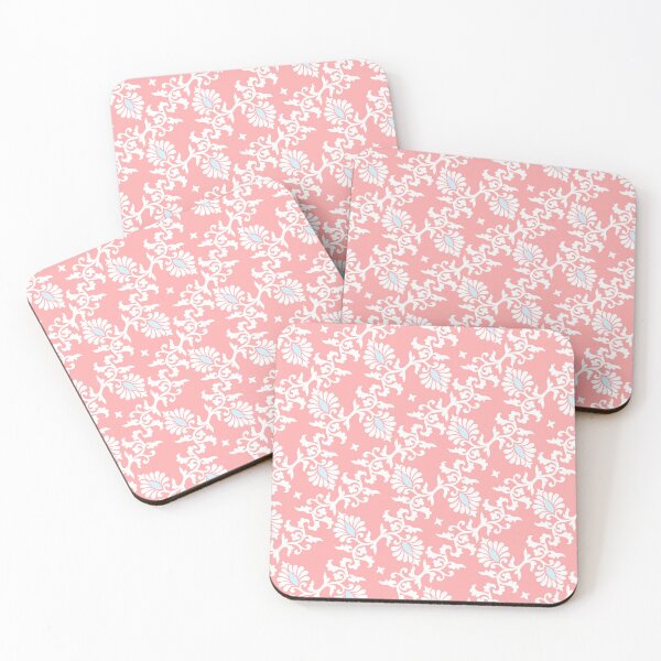 Item preview, Retro floral pattern, pink and white designed and sold by i-cottagedesign.