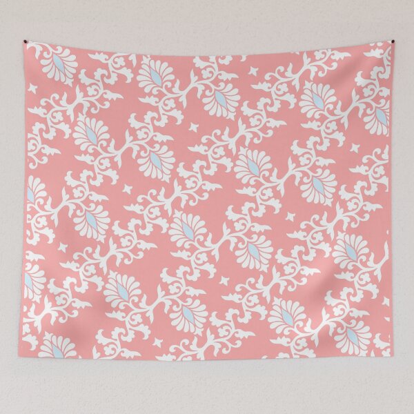 Item preview, Retro floral pattern, pink and white designed and sold by i-cottagedesign.