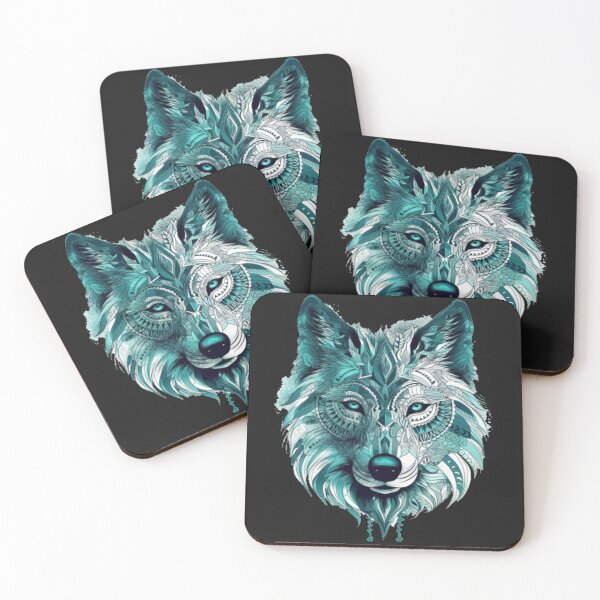 Item preview, Spiritual Aqua Wolf Howling at the Moon designed and sold by CRAZY&ART.