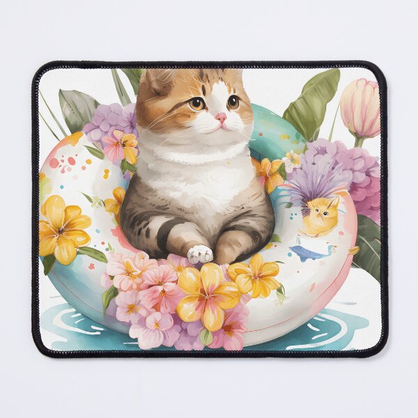 Item preview, Cute Summer Cat Watercolor Swimming Ring Water designed and sold by MundArtDesigns.
