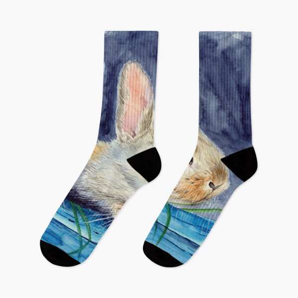 Item preview, Watercolor illustration of three fluffy rabbits or hares designed and sold by MaryWatercolor.