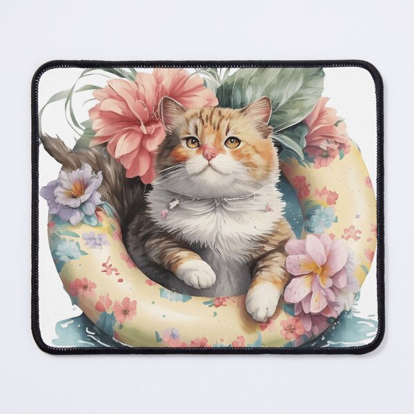 Item preview, Summer watercolor cat swim ring designed and sold by MundArtDesigns.