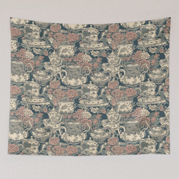 Item preview, Classic luxury floral tea time in blue designed and sold by CroffleStudio.