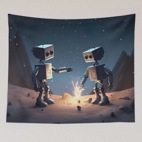 Item preview, Robotic Romance under Meteor Shower designed and sold by PrintCove.