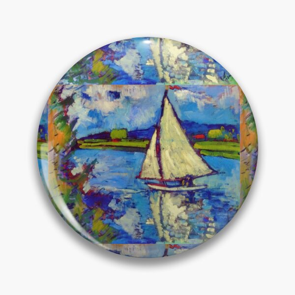 Item preview, White Sailboat at Chatou, 1907,Le bassin à Chatou, oil on canvas, (Digitally enhanced by Watermark NZ Press)  designed and sold by CristalleLisa.