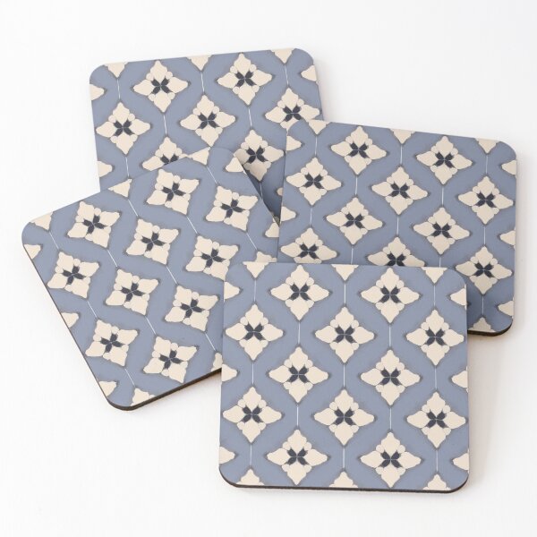 Artikelvorschau, Retro Tile Pattern Midnight Blue with Beige and little Black, Look Like Plaid Flowers entworfen und verkauft von RetroTile.