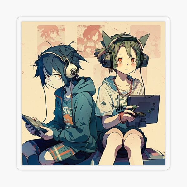 Can't Talk, Gaming - Cute Anime Girl Gamer Design - Gaming - Sticker