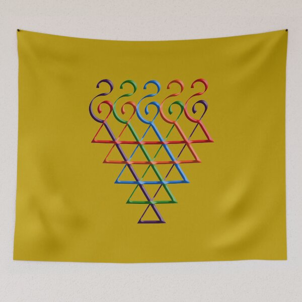 Item preview, Indian Symbol of Knowledge and Wisdom Saraswati Yantra Colorful Embossed Design designed and sold by Wiggly Lines.
