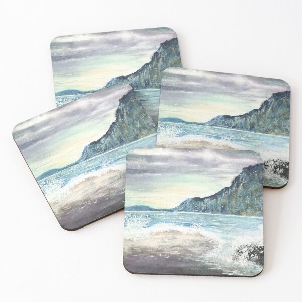 Item preview, Moody seascape, watercolour and ink illusration designed and sold by OilPaintsHatts.