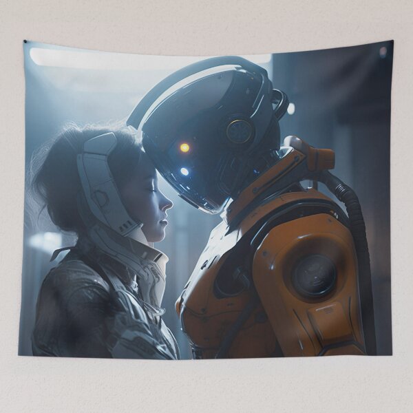 Item preview, Futuristic Embrace on Space Station designed and sold by PrintCove.