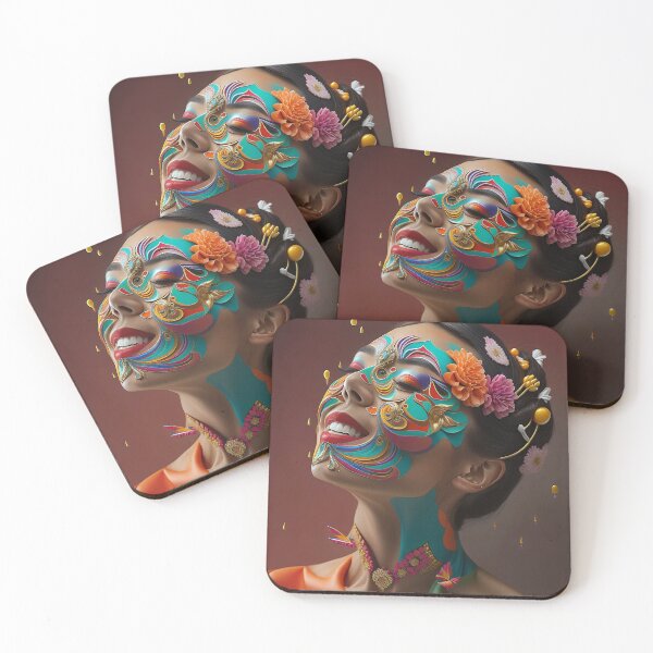 Item preview, Th Ethereal Enchantment: A Colorful Woman Portrait with Flowers and Birds designed and sold by artmanikin.