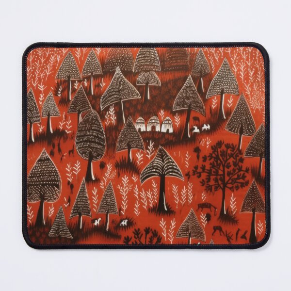 Item preview, Warli painting of huts and trees designed and sold by frogg136.