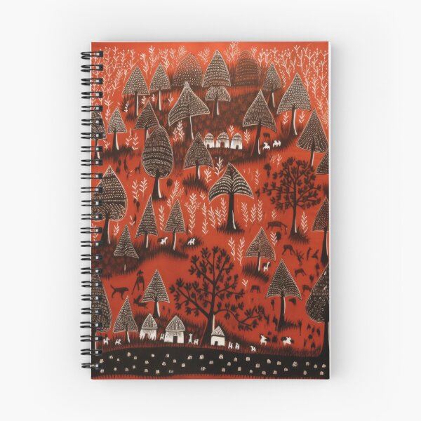 Item preview, Warli painting of huts and trees designed and sold by frogg136.