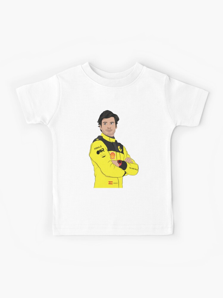 Carlos Sainz Yellow Suit Scuderia Ferrari F1 Driver 2023 Kids T-Shirt