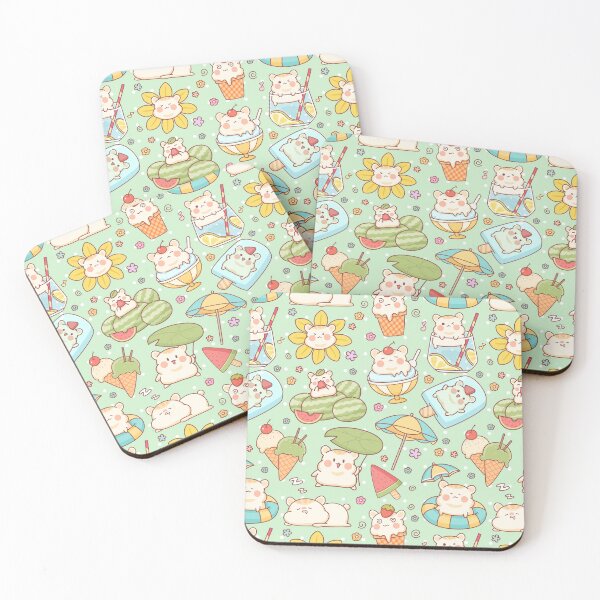 Item preview, Cute Summer Themed Hamster Pattern Lime Green designed and sold by MadeByBeata.