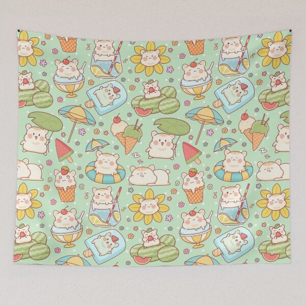 Item preview, Cute Summer Themed Hamster Pattern Lime Green designed and sold by MadeByBeata.