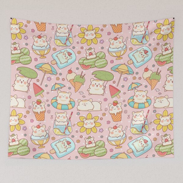 Item preview, Cute Summer Themed Hamster Pattern Pink designed and sold by MadeByBeata.