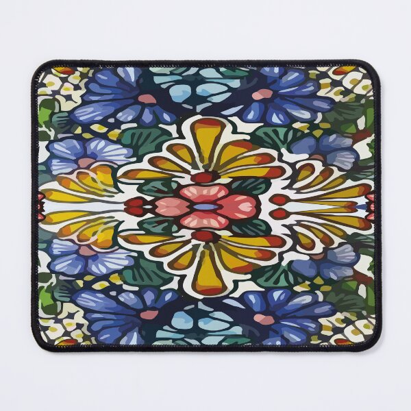 Item preview, Blue flowers azulejo tile maximalist mexican flowers talavera tiles decoration designed and sold by T-Mex.