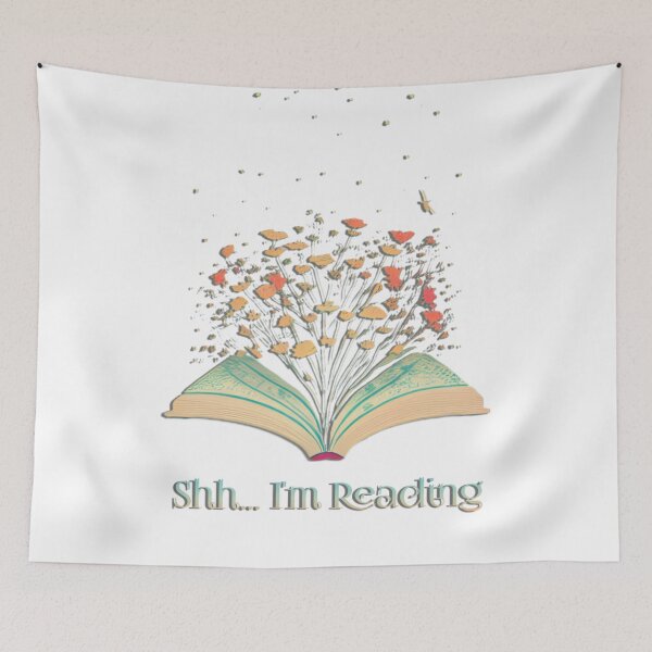 Item preview, Shh I'm Reading Vintage Pastel Open Book With Flowers - Bookworm  designed and sold by DreamingAwake1.