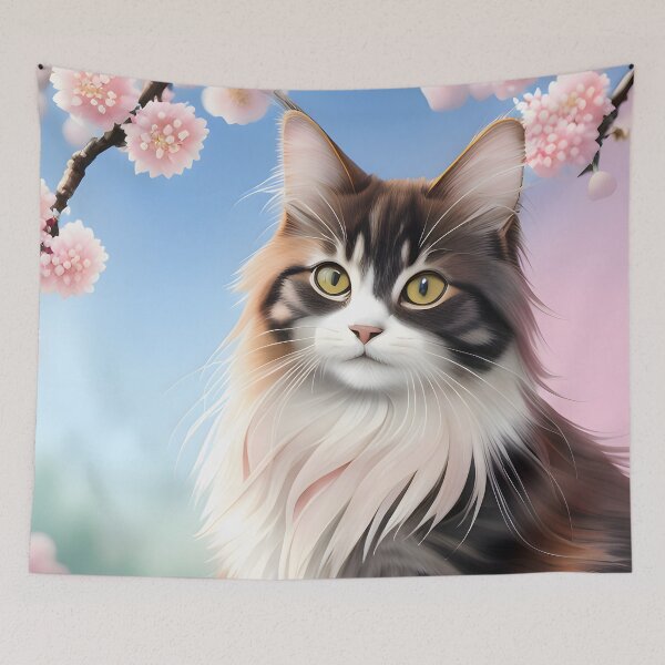 Item preview, Cat in a cherry blossom tree - Modern digital art designed and sold by Ai-michiart.