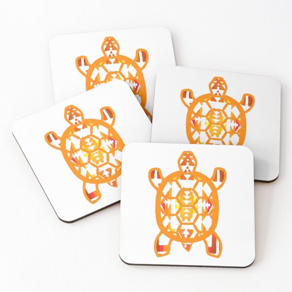 Item preview, Orange / White / Fire Color Native Print Turtle Design  designed and sold by JMWCD.