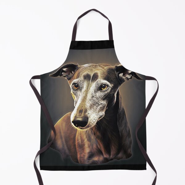 Item preview, Greyhound dog, posing in a quizzical manner with meaningful brown hazel eyes designed and sold by Richenda.