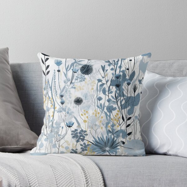 Item preview, Mid-Century Modern Wildflowers in Blue, Retro floral pattern designed and sold by RadicalBadical.